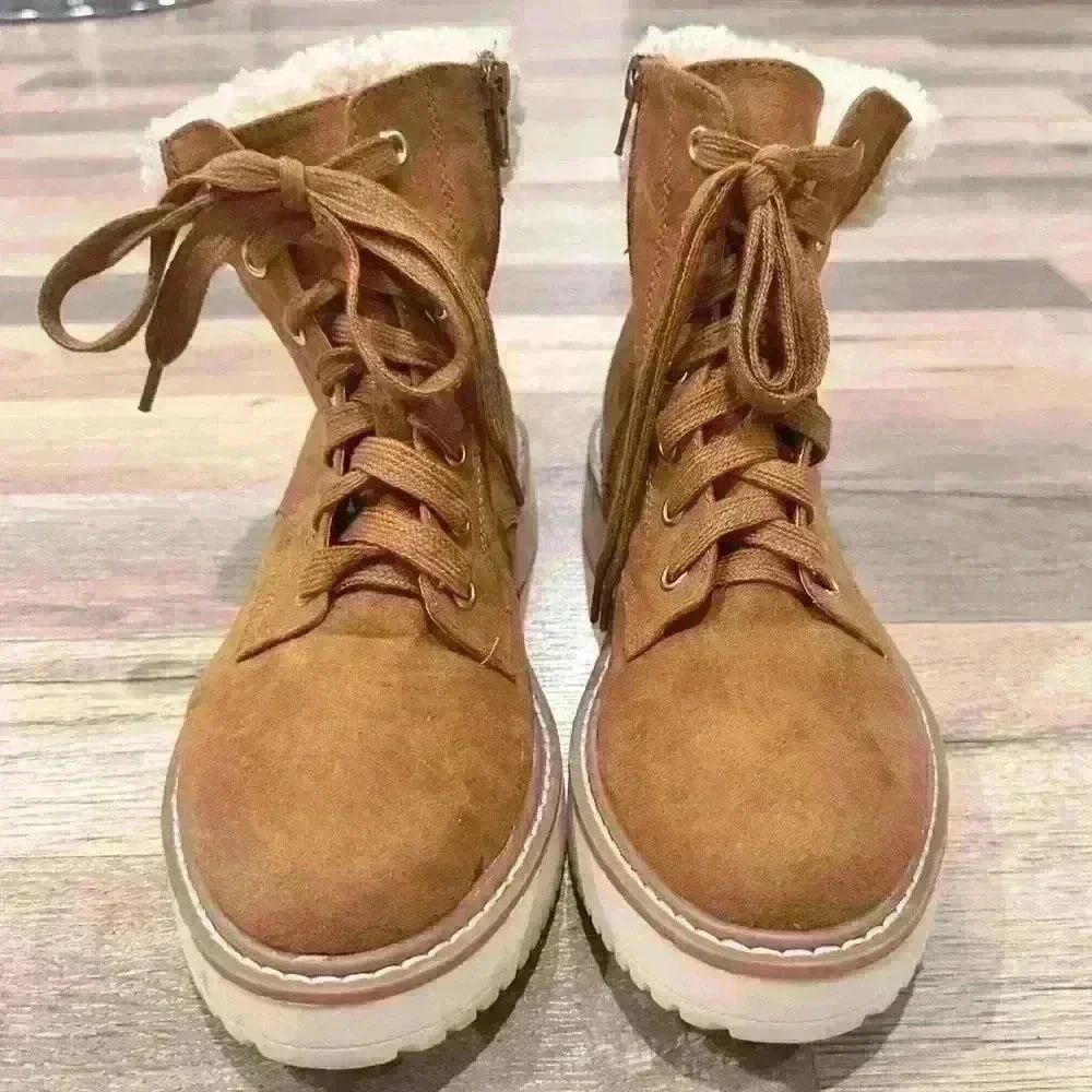 Madden Girl Cognac Faux Fur Boots for Women Sz. 8 - Picture 4 of 7